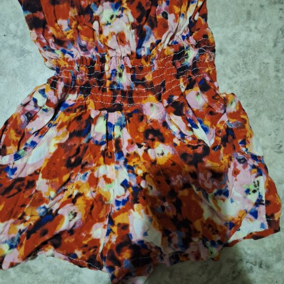 Wet Seal Y2K Strapless Small Romper Shorts Front and Back Pockets Floral Summer - Picture 3 of 7